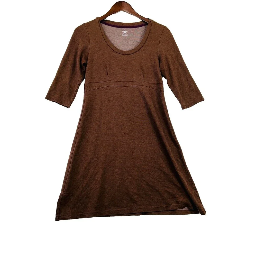 Toad & Co Brown Camping Dress 3/4 Sleeve Small Scoop Athleisure Brown Lyocel‎